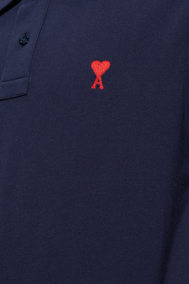 【送料&関税込】Ami Alexandre Mattiussi Blue Polo Shirt With Navy blue Polo shirt with logo Ami Alexandre Mattiussi